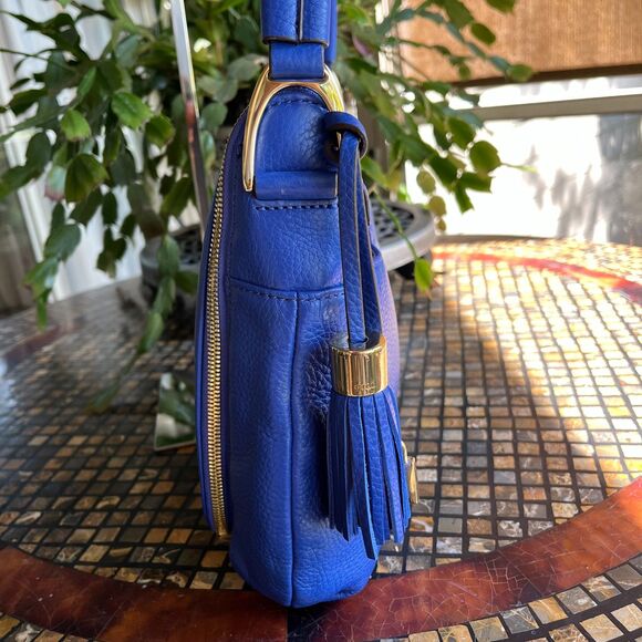 G.I.L.I. Haloguard Blue Leather Multi Pocket Travel RFID Shoulder Bag NWOT - Picture 10 of 12